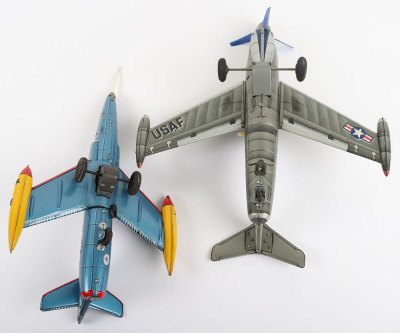 TN Nomura Toys Japan Battery Operated US Air Force Tinplate Grumman Jet Fighter - 6