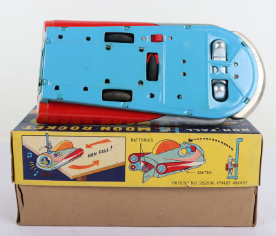 Boxed TM Masudaya battery operated Moon Rocket, Japanese 1950s - 6