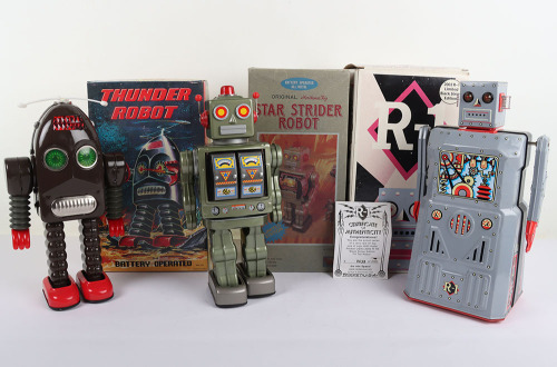 Three Recent Issue Boxed Tinplate Robots