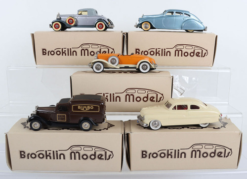 Five Brooklin Scale cast metal Automobiles 1/43