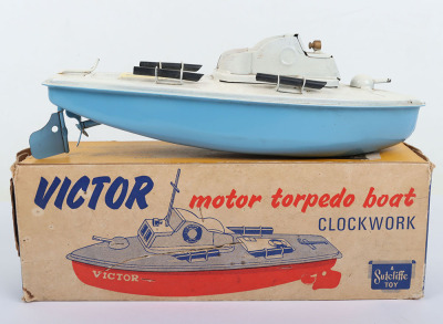 Sutcliffe boxed tinplate clockwork Torpedo boat Victor - 3