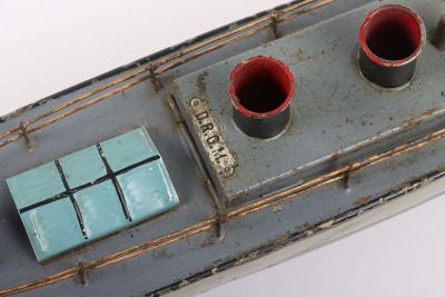 Bing tinplate clockwork twin funnel Gunboat Vlastny, circa 1905 - 7