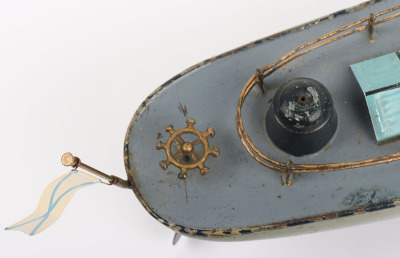 Bing tinplate clockwork twin funnel Gunboat Vlastny, circa 1905 - 8