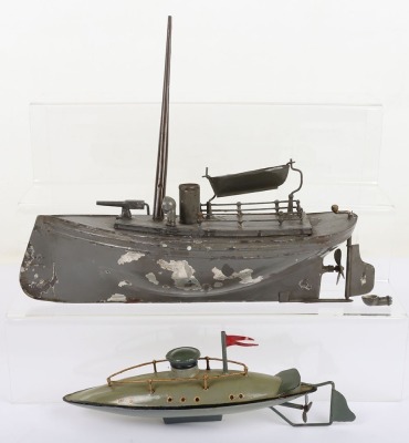 German tinplate clockwork Submarine, circa 1905 - 2