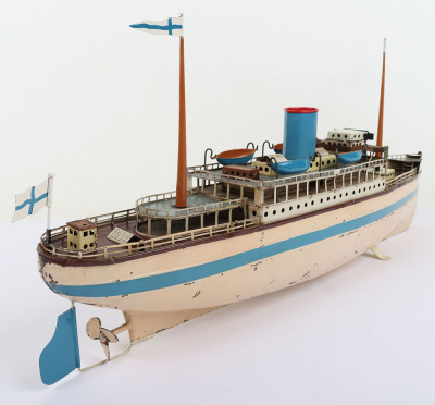 GFN Fleischmann tinplate clockwork Ocean Liner, 1950 - 7