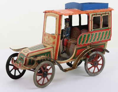 Early tinplate clockwork Motor Car by R & co, circa 1900