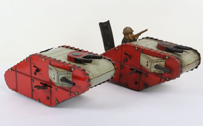 Clockwork tinplate WWI Battle Tank, German circa 1920