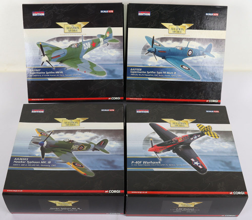 Four Corgi Aviation Archive Model Fighter Aircraft