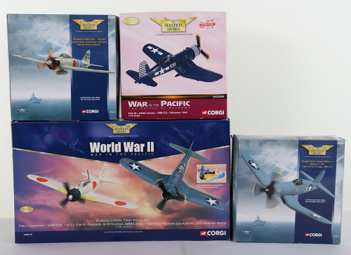 Four Corgi Aviation Archive Aircraft, Corsair&rsquo;s & Zero&rsquo;s