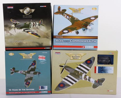 Four Corgi Aviation Archive Spitfire&rsquo;s, 1/72 Scale