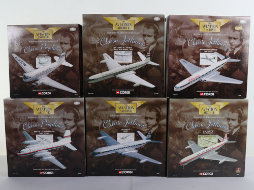 Six Corgi Aviation Archive Classic Propliners, all 1-444 Scale