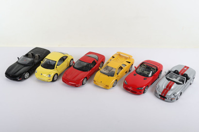 Six Unboxed 1:18 Scale Diecast Model Cars
