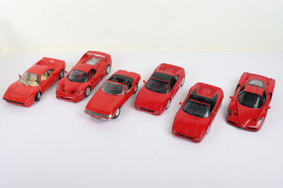 Six Unboxed Ferrari 1:18 scale Models