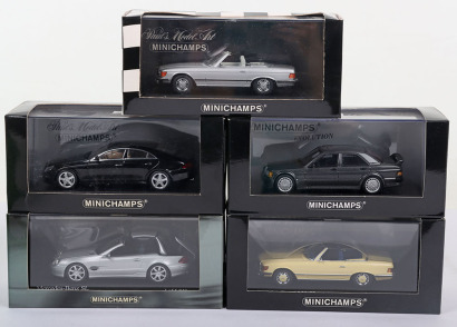 Five Boxed Minichamps Mercedes Benz Models, 1:43 scale