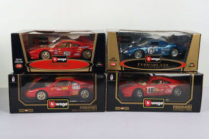 Four Boxed Burago Ferrari Models 1:18 Scale