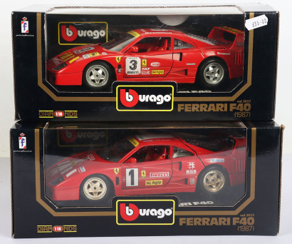Two Boxed Burago Ferrari F40 Models 1:18 Scale