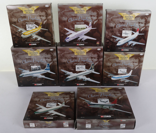 Eight Corgi Aviation Archive &lsquo;Classic Propliners&rsquo; Aircraft, all are 1/144th scale