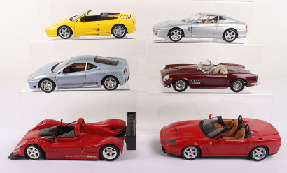 Six Unboxed 1:18 Scale Model Ferraris