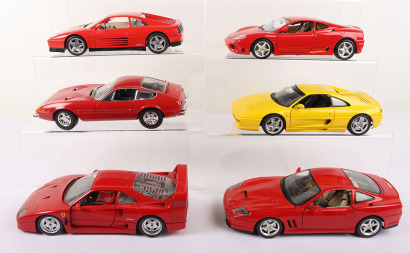 Six Unboxed 1:18 Scale Model Ferraris