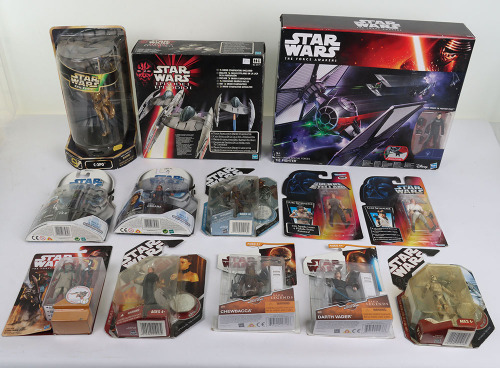Thirty Four Modern Star Wars Action Figures and Vehicles New in box Hasbro.