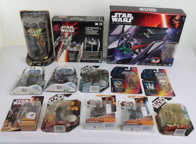 Thirty Four Modern Star Wars Action Figures and Vehicles New in box Hasbro.