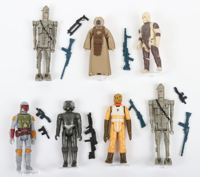 Seven Vintage Star Wars loose Empire Strikes Back Bounty Hunters action figures Kenner.