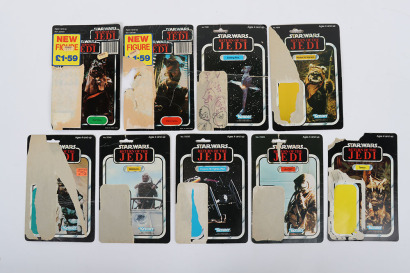 Nine Vintage Star Wars Card backs for loose action figures Kenner Palitoy.