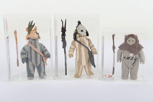 Three Vintage Star Wars Graded UKG Loose Action Figures.