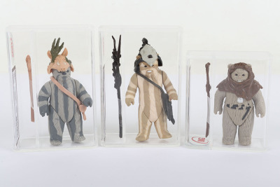 Three Vintage Star Wars Graded UKG Loose Action Figures.