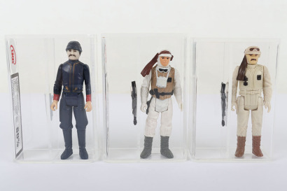 Three Vintage Star Wars Graded 80% UKG Loose Action Figures.