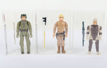 Three Vintage Star Wars Graded UKG Loose Action Figures.