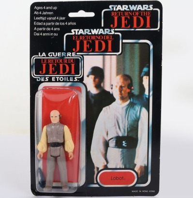 Vintage Star Wars Return of the Jedi Lobot Original Carded Moc Action Figure Tri-Logo Palitoy.