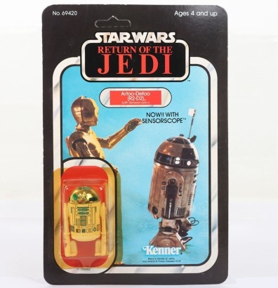 Scarce Vintage Star Wars Return of the Jedi Artoo-Detoo R2-D2 Sensorscope Original Carded Moc Action Figure Kenner.