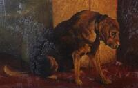 Paul Bullard (1918-1996) – oil on board, showing a dog on a chain. This is believed to show the dog ‘Lampo’ (meaning Lightening in Italian) which was owned by a family Bullard stayed with after his escape from a POW camp