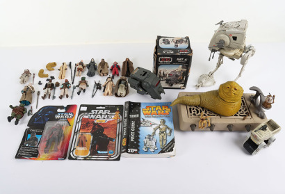 Collection of Vintage Star Wars Loose Action Figures and Vehicles.