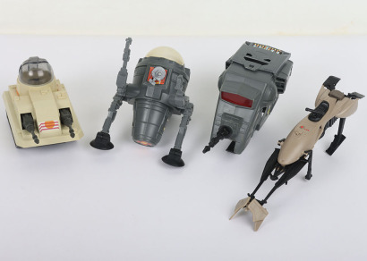 Four Vintage Star Wars mini rigs vehicles complete.