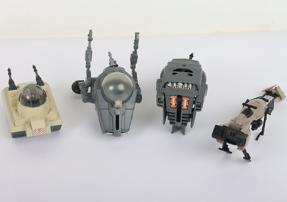 Four Vintage Star Wars mini rigs vehicles complete.