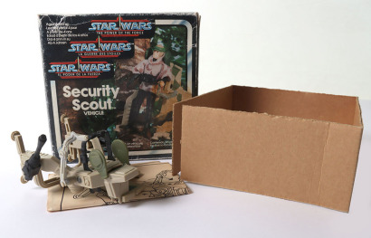 Scarce Vintage Star Wars Security Scout Vehicle Mini-Rig Power of the Force boxed.