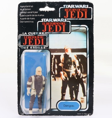 Vintage Star Wars Dengar Original Carded Moc Action Figure Tri-Logo Palitoy.