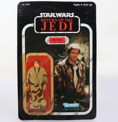 Vintage Star Wars Return of the Jedi Han Solo Trench Coat Kenner Original Carded Moc Action Figure.