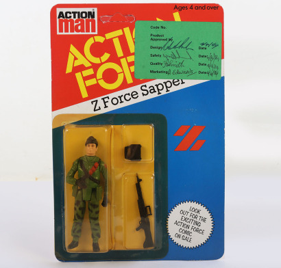 Scarce Vintage Action Force Z Force Sapper with Green Test Sticker Series 2 carded moc Action figure 1984 Palitoy.