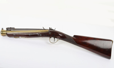 Brass barrel flintlock blunderbuss signed SUTHERLAND, LONDON, c.1820, - 2