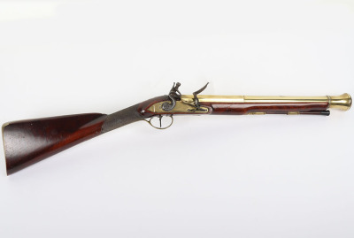 Brass barrel flintlock blunderbuss signed A. Fisher, c.1800