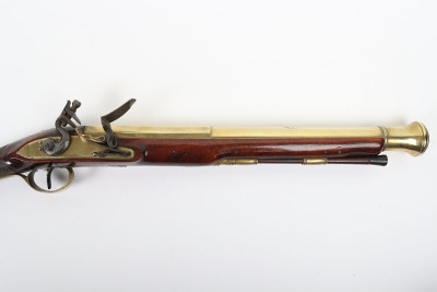 Brass barrel flintlock blunderbuss signed A. Fisher, c.1800 - 3