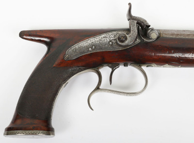 Saw handled back action percussion target pistol by JOSEPH HOLLIS, LONDON, c.1840 - 4