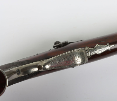 Saw handled back action percussion target pistol by JOSEPH HOLLIS, LONDON, c.1840 - 5