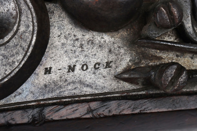 Brass barrel flintlock blunderbuss pistol stamped H NOCK, LONDON, c.1820 - 3