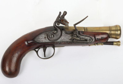 Brass barrel flintlock blunderbuss pistol stamped H NOCK, LONDON, c.1820