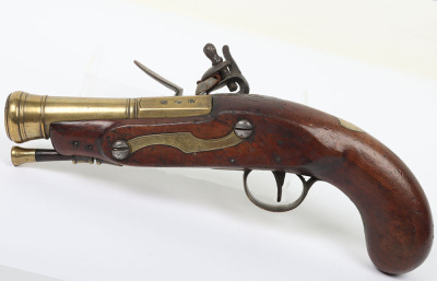 Brass barrel flintlock blunderbuss pistol stamped H NOCK, LONDON, c.1820 - 2