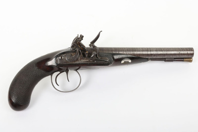 Good 20 bore double barrel flintlock holster pistol by WILLIAMSON c.1820